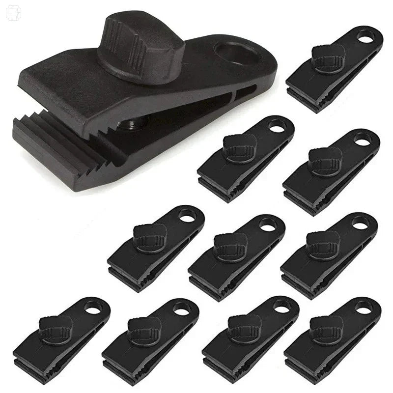 Tent Clips & Carabiner Set, Windproof Reinforced Clamps for Canopy Rainfly Fixing, Outdoor Use