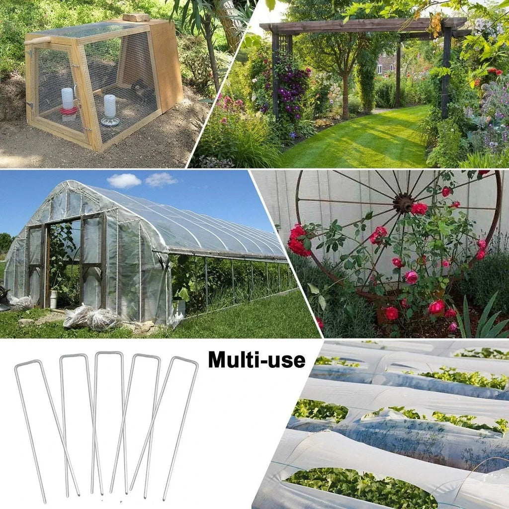 Garden Stakes Galvanized Landscape Staples,U-Type Turf Staples for Artificial Grass, Rust Proof Sod Pins Stakes Tent Peg Nails