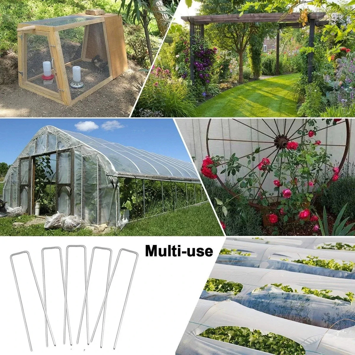 Garden Stakes Galvanized Landscape Staples,U-Type Turf Staples for Artificial Grass, Rust Proof Sod Pins Stakes Tent Peg Nails