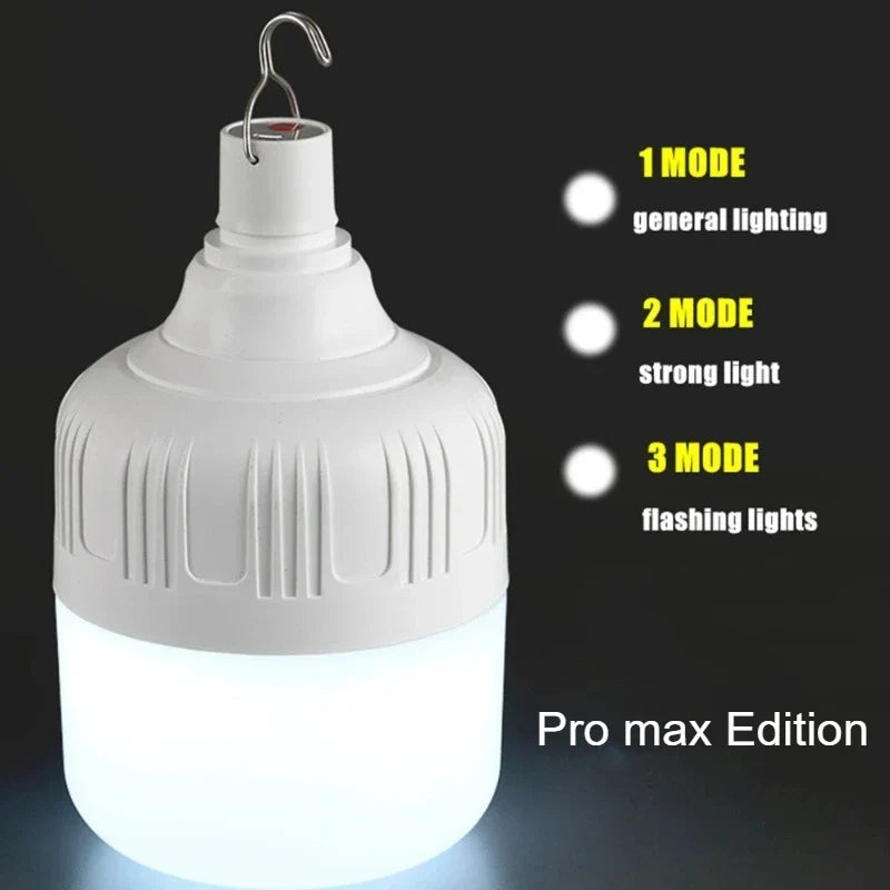 Portable Outdoor BBQ Camping Lights USB Rechargeable lamp LED Emergency Bulb Hook High Power Tents Lantern Night Lights Bulb